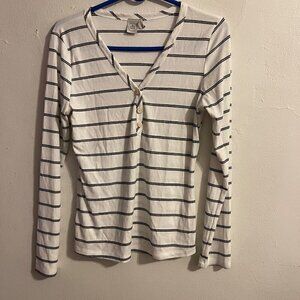 Paper Crane Striped Button Down Long Sleeve WOMEN's Top Size Medium